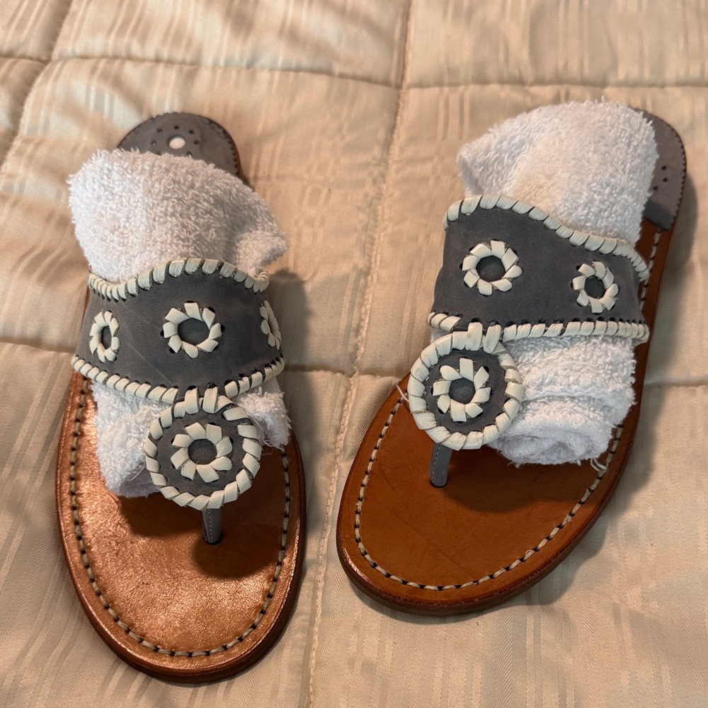 Jack Rogers Gray and Tan Sandals